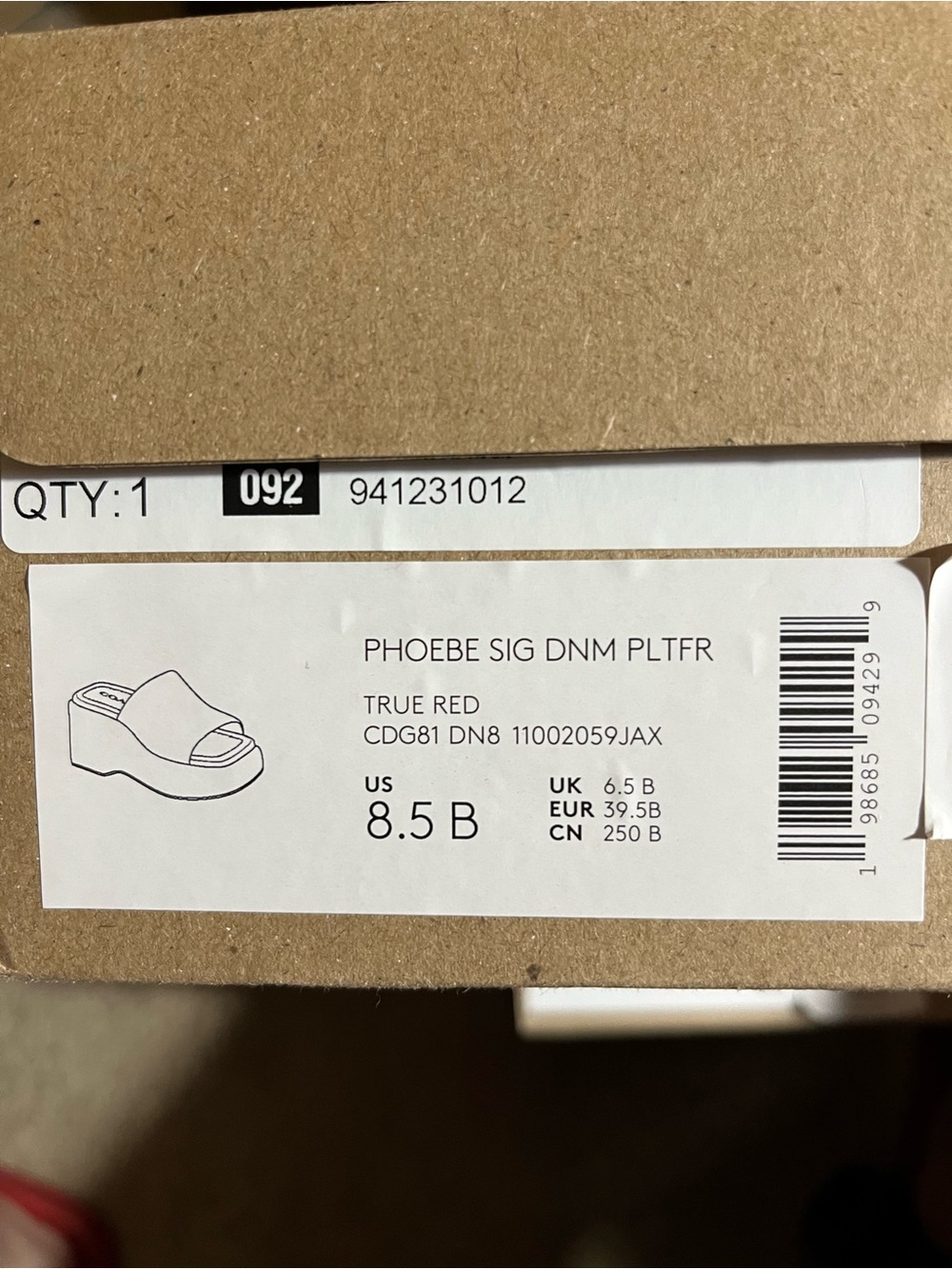 NIB COACH Women Phoebe Platform Sandal Signature Denim True Red - Picture 9 of 11